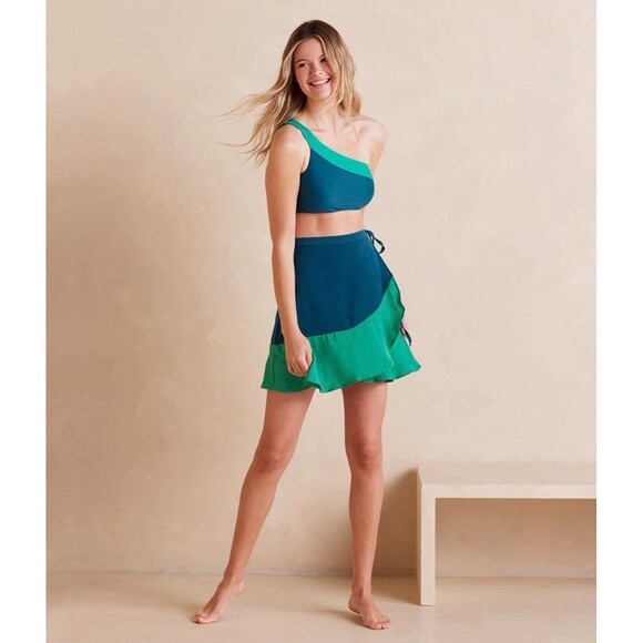 Summersalt The Short Beach to Brunch Wrap SkirtXL Seaglass &Seaweed Green Blue - Picture 3 of 7